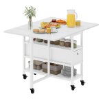Balconera table de salle � manger pliante pour 4 � 6 personnes table mobile � abattants avec 6 roues