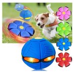 Jouet pour chien - soucoupe volante - balle lumineuse - caoutchouc souple - indestructible - bleu