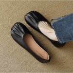 Ballerines femme simples en cuir souple?chaussures plates  bout rond avec design pliss?confort et lgance ...