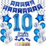 Ballon 10e anniversaire d�coration bleue d�co g�teau anniversaire 10 ans gar�on ballons 10 anniversaire ...