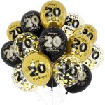 Ballons 20e anniversaire dcorations danniversaire 20 ans pour hommes happy birthday or noir 20e anniversaire ...