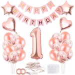 Ballon anniversaire 1 ans geant 100cm decoration anniversaire filles happy birthday decoration ballons ...
