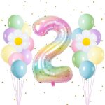 Ballon anniversaire 2 ans fille decoration anniversaire 2 ans ballons fleur marguerite ballon 2 ans marguerite ...
