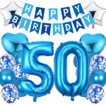 Ballon anniversaire 50 ans homme dcoration anniversaire 50 ans homme bleu happy birthday dcoration ...