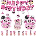 Ballons anniversaire ballons de f�te minnie avec banni�re spirales minnie ballon anniversaire d�corations ...