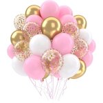 Ballons anniversaire rose gold or blanc ballon rose dor confetti transparent decoration anniversaire ...