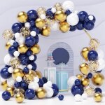 Ballon de fte - ballon or bleu - anniversaire - hlium - latex - mixte