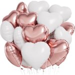 Ballon coeur 24 pcs baudruche en forme de coeur blanc or rose ballons de fleuret ballon helium coeur ...