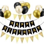 Ballons decoration anniversaire or noir decoration anniversaire bannire ballons de confettis ballons ...