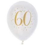 Ballons joyeux anniversaire - blanc / or - sachet de 8 - 23 cm - hlium - biodgradables