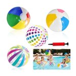 Ballons de plage gonflable portables 4 pi�ces ballon piscine gonflable et 1 pompe(couleur al�atoire) ...