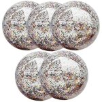 Ballon de plage - okumggyj - lot de 5 - transparent - paillettes - gonflable