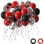 Ballon rouge et noir 50 pices 12 pouces ballon confettis rouge noir argent ballons de baudruche hlium ...