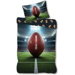 Ballon de rugby parure de lit enfant 100% coton imprim�e r�versible housse de couette 140x200 cm taie ...