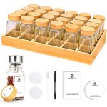 Bambou porte - pices 24 pot epices verre 120 ml de coffret epices elegant vertical spice rack rangement ...