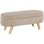 Banc banquette bout de lit - homcom - coffre de rangement 2 en 1 en tissu avec pieds en bois 110l x 40p ...