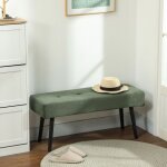 Banc banquette bout de lit rembourr� en velours c�tel� et pieds en acier noir charge 220 kg 100 x 36 ...