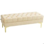 Banc banquette capitonne homcom bout de lit style classique chic dim. 118l x 45l x 42h cm pitement ...