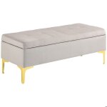 Banc banquette coffre de rangement homcom 2 en 1 assise capitonne aspect velours et pieds mtal - 120 ...