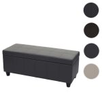 Banc / banquette / coffre de rangement kriens 114x45x45cm similicuir ~ gris mat