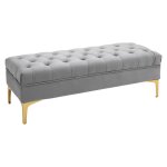 Banc banquette design capitonn�e bout de lit grand confort rev�tement velours rembourr� mousse pieds ...