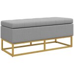 Banc banquette homcom coffre de rangement 2 en 1 assise capitonne et pieds acier - 110 x 44 x 48 cm ...