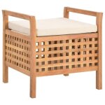 Banc banquette de rangement 49 x 48 x 49 cm bois de noyer massif 02 0021236