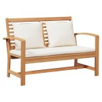 Banc en bois de teck massif - vidaxl - 110x66x76 cm - marron et cr�me - durable - utilisation en ext�rieur ...