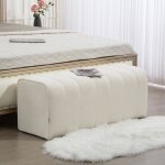 Banc bout de lit banquette rembourr�e style moderne ottoman en tissu aspect lin 110 x 40 x 44 cm cr�me ...