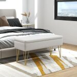 Banc bout de lit coffre 2 - en - 1 - pieds acier dor - 1004049 cm - tissu crme