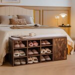 Banc chaussures entre - relax4life - 9 compartiments - 3 niveaux - tagres rglables - coussin rembourr ...