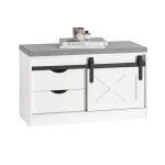 Banc � chaussures fsr153 - w sobuy - meuble � chaussures - coussin rembourr� - 2 tiroir - porte de grange ...