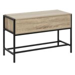 Banc à chaussures meuble à chaussures en métal noir et bois coloris naturel - longueur 765 x profondeur ... Banc à chaussures meuble à chaussures en métal noir et bois coloris naturel - longueur 765 x profondeur ...
