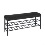 Banc � chaussures relaxdays assise rembourr�e en simili cuir 2 �tag�res pour 8 paires h x l x p 50x100x30 ...