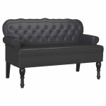 Banc chesterfield en cuir synth�tique - kalisse - noir - 119. 5 x 64. 5 x 75 cm - capitonnage � boutons ...