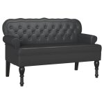 Banc chesterfield en cuir synth�tique - vidaxl - noir - 1195 x 645 x 75 cm - capitonnage � boutons - ...