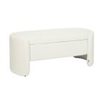 Banc coffre. bout de lit contemporain tissu blanc. l 110 x p 42 x h 45cm - kalo
