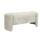 Banc coffre. bout de lit contemporain tissu gris clair. l 110 x p 42 x h 45cm - kalo