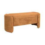 Banc coffre. bout de lit contemporain tissu rouille. l 110 x p 42 x h 45cm - kalo