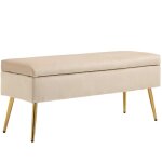 Banc coffre de rangement 305 l homcom 2 en 1 banquette en velours avec couvercle  charnire et pieds ...