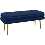 Banc coffre de rangement - homcom - 2 en 1 - assise aspect velours et pieds acier - 100 x 375 x 42 cm ...
