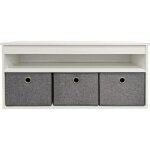 Banc dentr�e avec 1 �tag�re et 3 coffres bois blanc 102 x 30 x 45 cm