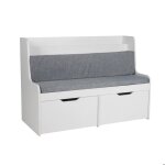 Banc pour enfants relaxdays avec rangement h x l x p : 70 x 100 x 45 cm 2 tiroirs �tag�re coussin blanc ...