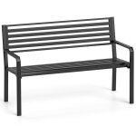 Banc de jardin 127 cm en m�tal costway pour 2 - 3 personnes accoudoirs et dossier banc dext�rieur � lattes ...