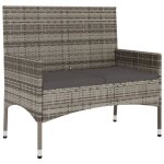 Banc de jardin - meuble de jardin - 90 x 51 x 85 cm - 2 places - rsine tresse - coussins gris