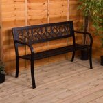 Banc de jardin en acier 3 places motif tulipe mobilier d?extrieur sige de parc ou de patio