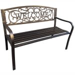 Banc de jardin en brun irys avec pieds en acier et dossier en fonte largeur 127 cm