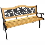 Banc de jardin noir rosa avec bois laqu� et pieds en acier largeur 127 cm