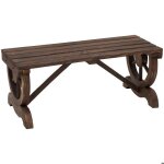 Banc de jardin en bois - outsunny - assise  lattes, roue dcorative - pour patio terrasse balcon arrire ...