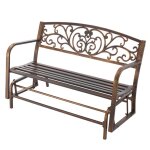 Banc de jardin - duoku - ys - 7030br - acier carbone - dossier en fonte - bronze antique